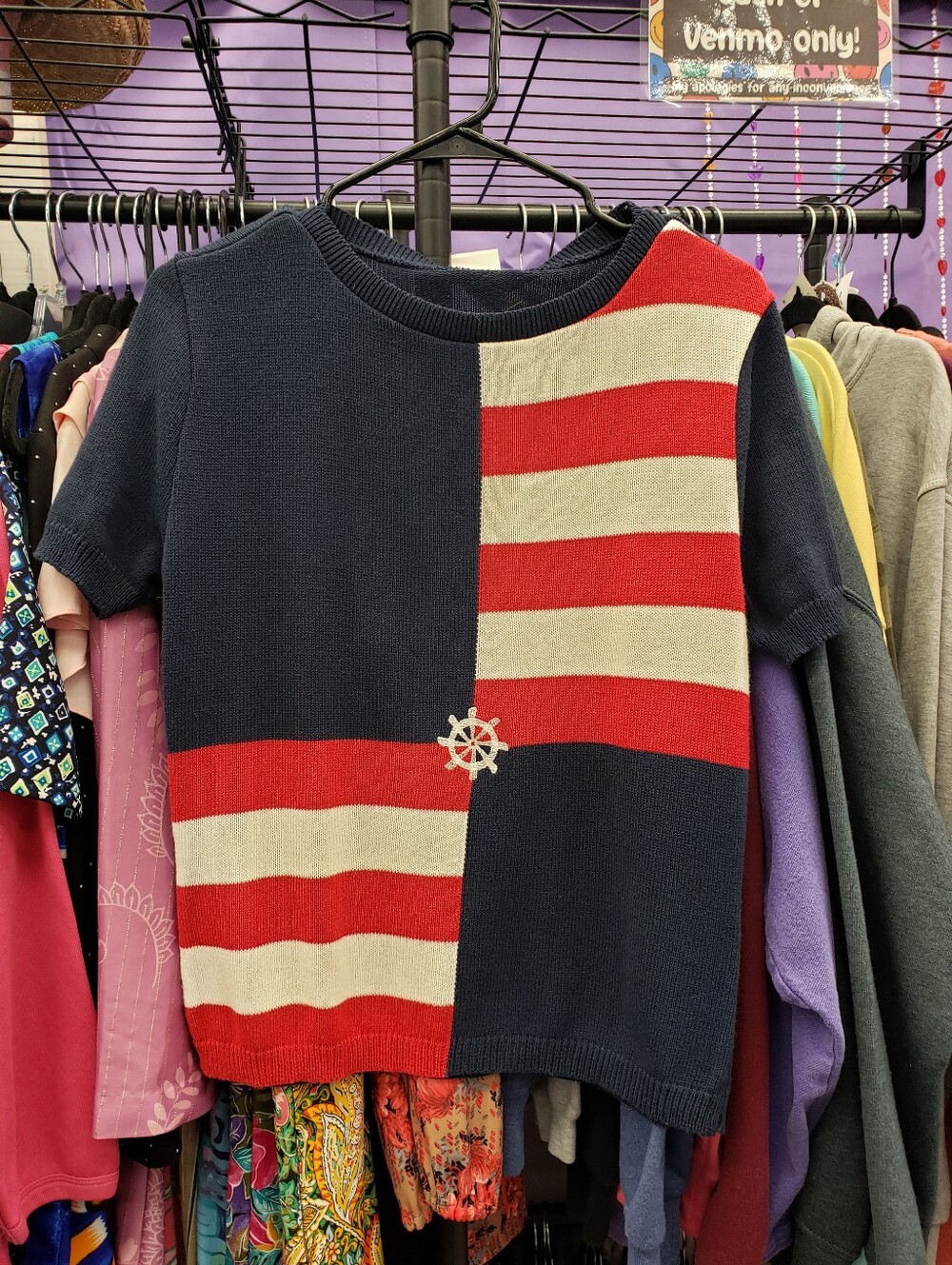 Vintage 1980s 1990s Sailor Nautical Sail Flag Knit